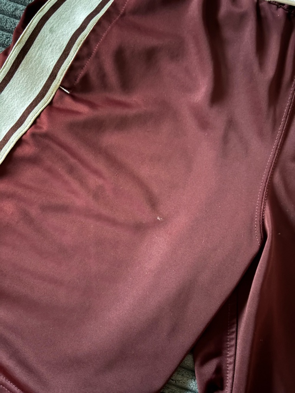 Abercrombie & Fitch Maroon Athletic Shorts with White Stripes - Picture 4 of 4
